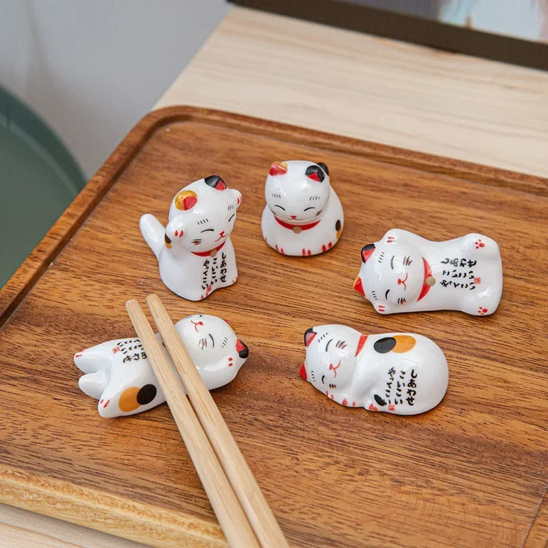 Chopstick Rest Ceramic - 1 pcs Japanese Lucky Cat Ceramic